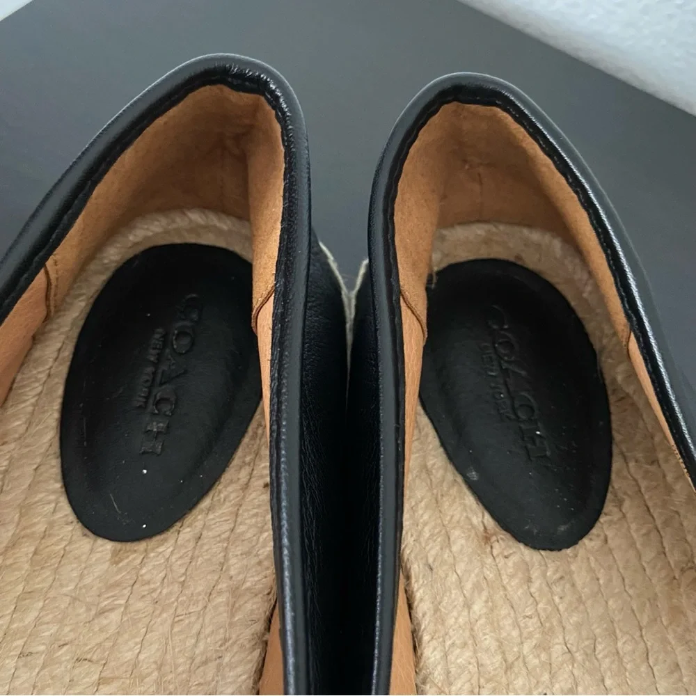 Coach Womens Rhodelle Soft Lambskin Leather Espadrille Flat Loafer Slip On